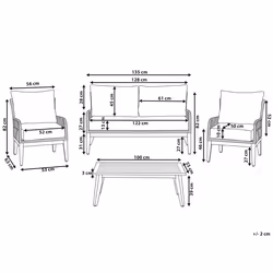 Garden Lounge Set with Table 4 Seater MERANO Acacia Wood Grey