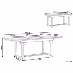 Extending Garden Dining Table TOSCANA 160/220 cm 90 cm Acacia Wood Dark Brown
