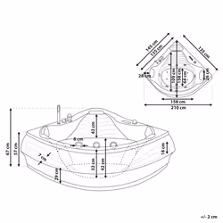 Corner Hot Tub with LED MONACO with Built-In Bluetooth Speaker 2100 x 1450 mm White