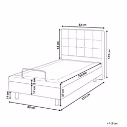 Adjustable Bed Fabric DUKE 80 x 200 cm (EU Small Single) Dark Grey