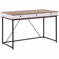 Home Office Desk HINTON Brown/ White 120 cm 60 cm with Storage