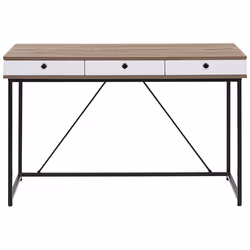 Home Office Desk HINTON Brown/ White 120 cm 60 cm with Storage