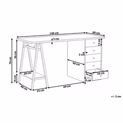 Home Office Desk HEBER Brown/ White 140 cm 60 cm with Storage