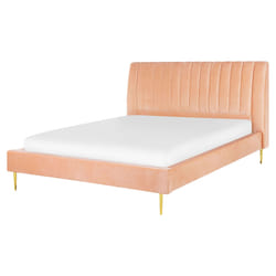 Bed Velvet MARVILLE 160 x 200 cm (EU King Size) Peach Pink