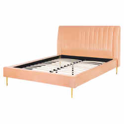 Bed Velvet MARVILLE 160 x 200 cm (EU King Size) Peach Pink