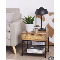 1 Drawer Bedside Table BERKLEY Brown