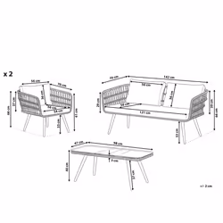 Garden Lounge Set with Table 4 Seater FOBELLO PE Rattan Beige