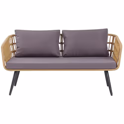 Garden Lounge Set with Table 4 Seater FOBELLO PE Rattan Beige - Additional view 4