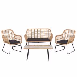 Garden Lounge Set with Table 4 Seater MINORI PE Rattan Beige