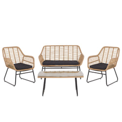 Garden Lounge Set with Table 4 Seater MINORI PE Rattan Beige