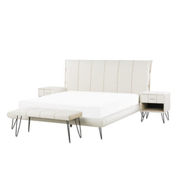 Bedroom Set Faux Leather BETIN 160 x 200 cm (EU King Size) Cream