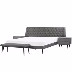 Bedroom Set Faux Leather ESSONNE 180 x 200 cm (EU Super King) Grey