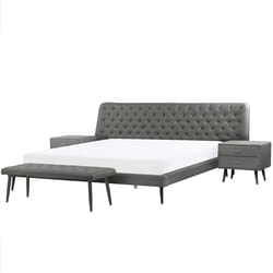 Bedroom Set Faux Leather ESSONNE 180 x 200 cm (EU Super King) Grey