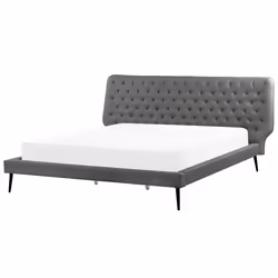 Bedroom Set Faux Leather ESSONNE 180 x 200 cm (EU Super King) Grey