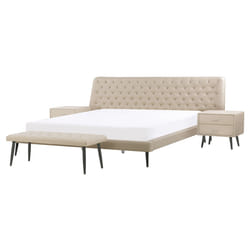 Bedroom Set Faux Leather ESSONNE 160 x 200 cm (EU King Size) Beige