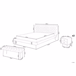 Bedroom Set Faux Leather ESSONNE 160 x 200 cm (EU King Size) Beige