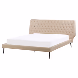 Bedroom Set Faux Leather ESSONNE 160 x 200 cm (EU King Size) Beige