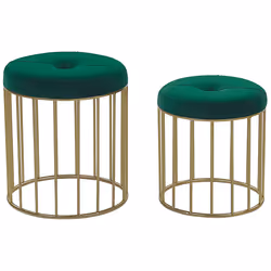 Set of 2 Footstools LUBBOCK Velvet Dark Green