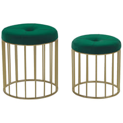Set of 2 Footstools LUBBOCK Velvet Dark Green