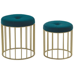 Set of 2 Footstools LUBBOCK Velvet Teal