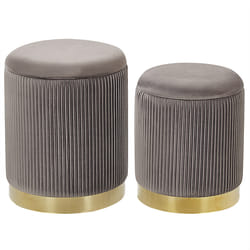 Set of 2 Velvet Storage Pouffes Grey MIRAMAR