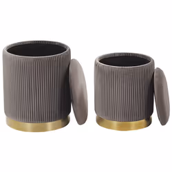 Set of 2 Velvet Storage Pouffes Grey MIRAMAR