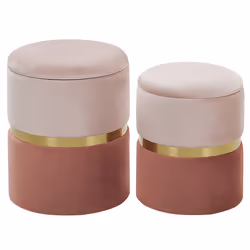 Set of 2 Storage Pouffes WICHITA Velvet Pink 36/31 cm 36/31 cm 44/39 cm