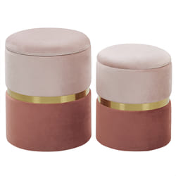 Set of 2 Storage Pouffes WICHITA Velvet Pink 36/31 cm 36/31 cm 44/39 cm