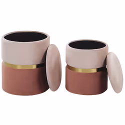 Set of 2 Storage Pouffes WICHITA Velvet Pink 36/31 cm 36/31 cm 44/39 cm - Additional view 4