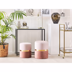 Set of 2 Storage Pouffes WICHITA Velvet Pink 36/31 cm 36/31 cm 44/39 cm - Additional view 5