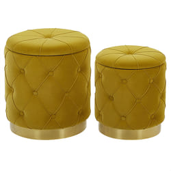 Pouffe PUEBLO Set of 2 Mustard Velvet