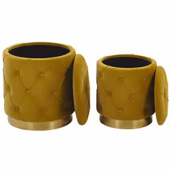 Pouffe PUEBLO Set of 2 Mustard Velvet