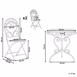 Bistro Set Folding ALBINIA Metal Pink