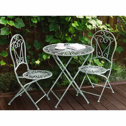 Bistro Set Folding TRENTO Metal Light Green