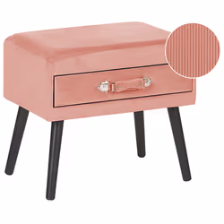 1 Drawer Bedside Table EUROSTAR Corduroy Pink