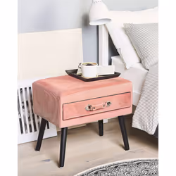 1 Drawer Bedside Table EUROSTAR Corduroy Pink