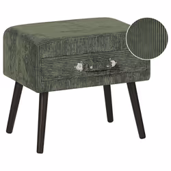 1 Drawer Bedside Table EUROSTAR Corduroy Dark Green
