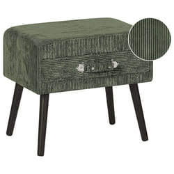 1 Drawer Bedside Table EUROSTAR Corduroy Dark Green
