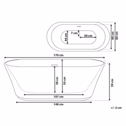 Freestanding Bathtub OVALLE 1700 x 800 mm White