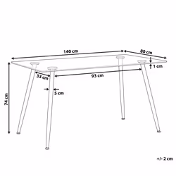 Dining Table MIDLAND Black 140 cm 80 cm Tempered Glass