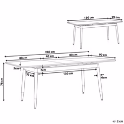 Extending Dining Table CALIFORNIA Dark Brown 160/200 cm 90 cm