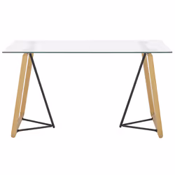 Dining Table TACOMA Light Brown 140 cm 80 cm Tempered Glass