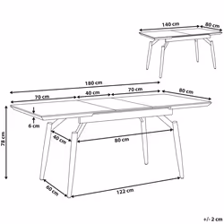 Extending Dining Table BARBOSA Dark Brown 140/180 cm 80 cm