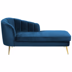 Left Hand Chaise Lounge ALLIER Velvet Navy Blue