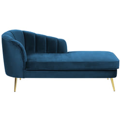 Left Hand Chaise Lounge ALLIER Velvet Navy Blue
