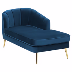 Left Hand Chaise Lounge ALLIER Velvet Navy Blue