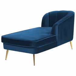 Left Hand Chaise Lounge ALLIER Velvet Navy Blue - Additional view 4