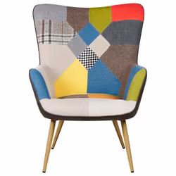 Wingback Chair VEJLE with Footstool Fabric Multicolour