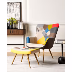 Wingback Chair VEJLE with Footstool Fabric Multicolour