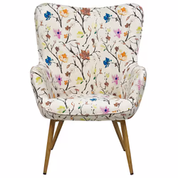 Wingback Chair VEJLE with Footstool Fabric Cream